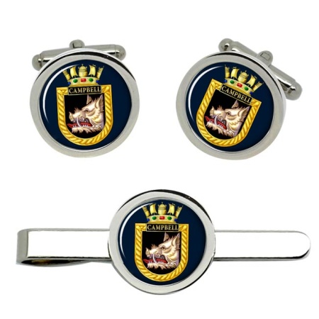 HMS Campbell, Royal Navy Cufflink and Tie Clip Set