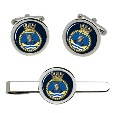 HMSCardinham, Royal Navy Cufflink and Tie Clip Set