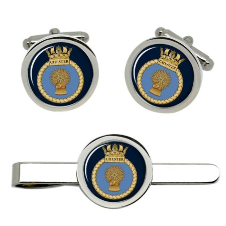 HMS Chester, Royal Navy Cufflink and Tie Clip Set
