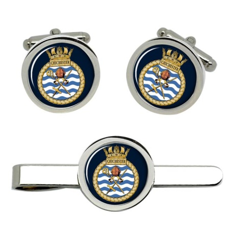 HMS Chichester, Royal Navy Cufflink and Tie Clip Set
