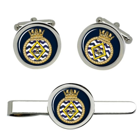 HMS Consort, Royal Navy Cufflink and Tie Clip Set