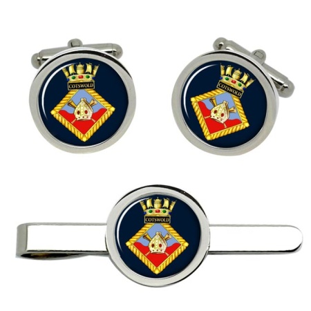 HMS Cotswold, Royal Navy Cufflink and Tie Clip Set