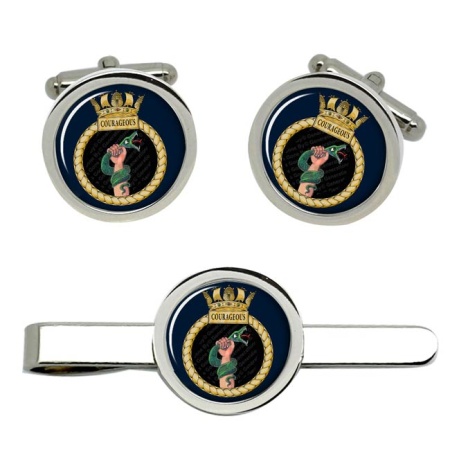 HMS Courageous, Royal Navy Cufflink and Tie Clip Set