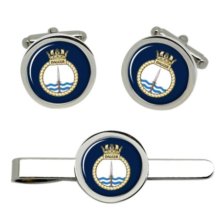 HMS Dagger, Royal Navy Cufflink and Tie Clip Set