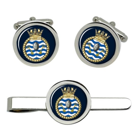 HMS Dalswinton, Royal Navy Cufflink and Tie Clip Set
