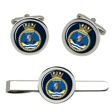 HMSDarsham, Royal Navy Cufflink and Tie Clip Set