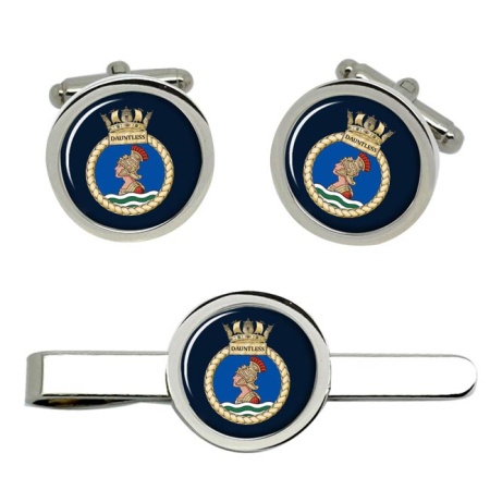 HMS Dauntless, Royal Navy Cufflink and Tie Clip Set