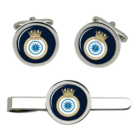 HMS Example, Royal Navy Cufflink and Tie Clip Set