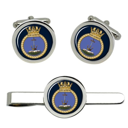 HMS Excalibur, Royal Navy Cufflink and Tie Clip Set