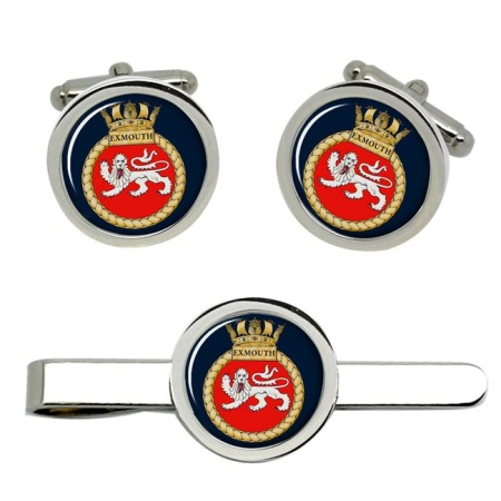 HMS Exmouth, Royal Navy Cufflink and Tie Clip Set