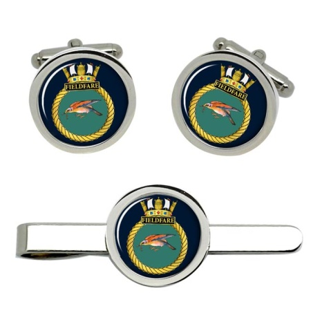 HMS Fieldfare, Royal Navy Cufflink and Tie Clip Set