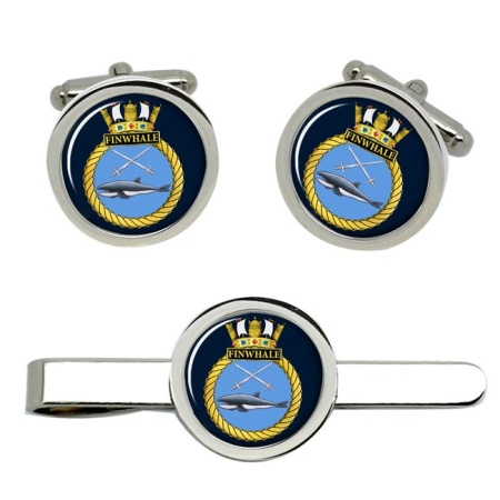 HMS Finwhale, Royal Navy Cufflink and Tie Clip Set