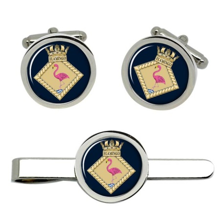 HMS Flamingo, Royal Navy Cufflink and Tie Clip Set