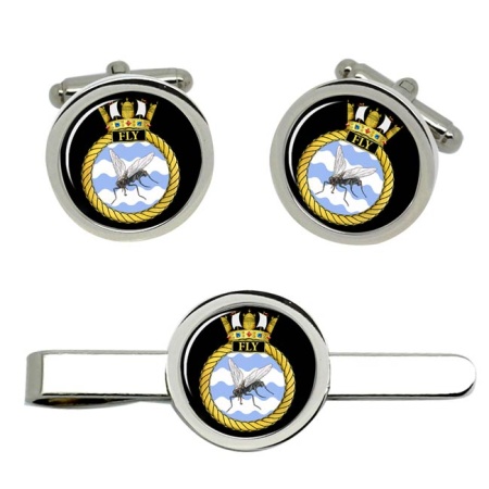 HMS Fly, Royal Navy Cufflink and Tie Clip Set