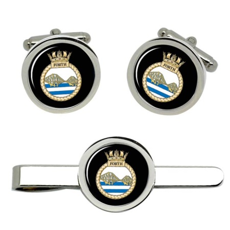 HMS Forth, Royal Navy Cufflink and Tie Clip Set