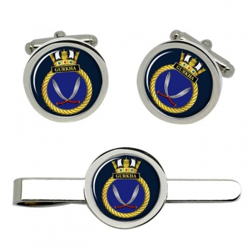 HMS Gurkha, Royal Navy Cufflink and Tie Clip Set