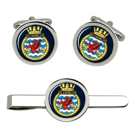 HMS Glamorgan, Royal Navy Cufflink and Tie Clip Set