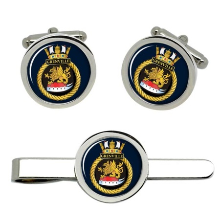HMS Grenville, Royal Navy Cufflink and Tie Clip Set
