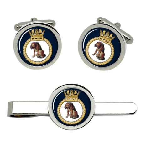 HMSHound, Royal Navy Cufflink and Tie Clip Set