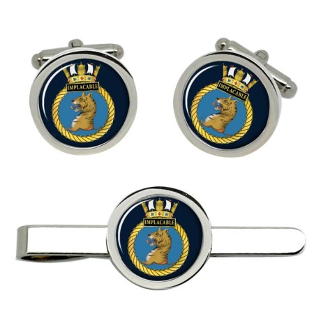 HMS Implacable, Royal Navy Cufflink and Tie Clip Set