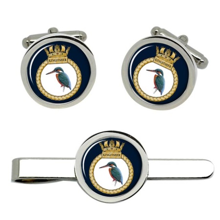 HMS Kingfisher, Royal Navy Cufflink and Tie Clip Set