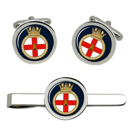 HMS Londonderry, Royal Navy Cufflink and Tie Clip Set