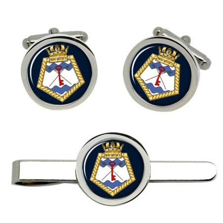 HMS Mauritius, Royal Navy Cufflink and Tie Clip Set