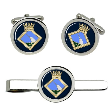HMS Narwhal, Royal Navy Cufflink and Tie Clip Set