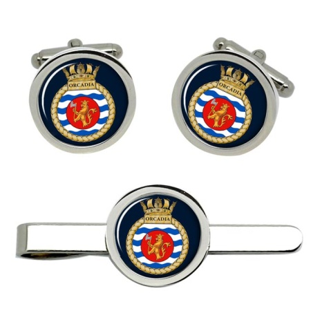 HMS Orcadia, Royal Navy Cufflink and Tie Clip Set