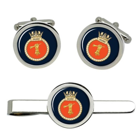 HMS Quorn, Royal Navy Cufflink and Tie Clip Set