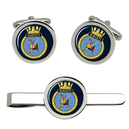 HMS Roberts, Royal Navy Cufflink and Tie Clip Set