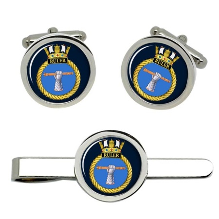 HMS Ruler, Royal Navy Cufflink and Tie Clip Set