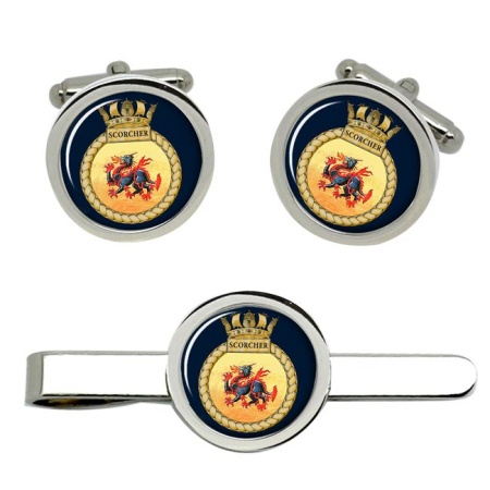 HMS Scorcher, Royal Navy Cufflink and Tie Clip Set