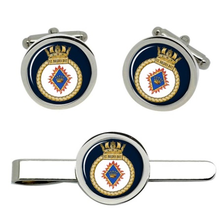 HMS St Brides Bay, Royal Navy Cufflink and Tie Clip Set