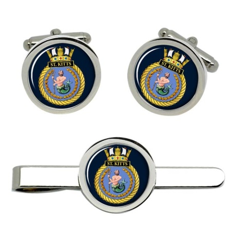 HMS St. Kitts, Royal Navy Cufflink and Tie Clip Set