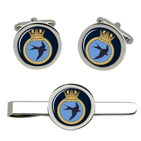 HMS Swallow, Royal Navy Cufflink and Tie Clip Set