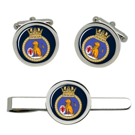 HMS Tuscan, Royal Navy Cufflink and Tie Clip Set