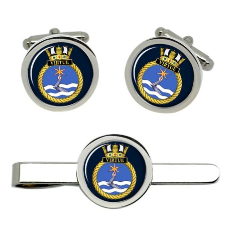 HMS Virtue, Royal Navy Cufflink and Tie Clip Set