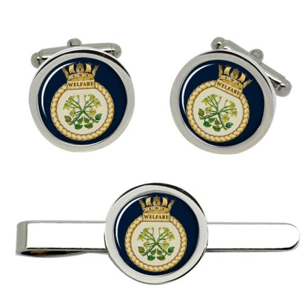 HMS Welfare, Royal Navy Cufflink and Tie Clip Set