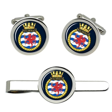 HMS Welshman, Royal Navy Cufflink and Tie Clip Set