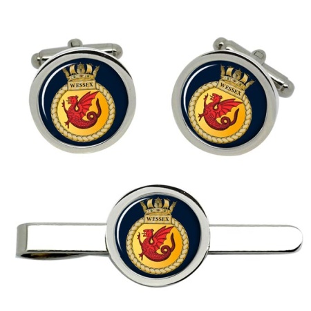 HMS Wessex, Royal Navy Cufflink and Tie Clip Set