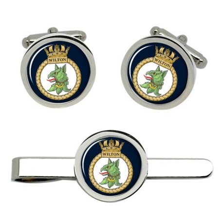 HMS Wilton, Royal Navy Cufflink and Tie Clip Set