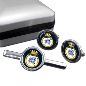 HMS Abercrombie (Royal Navy) Round Cufflink and Tie Clip Set