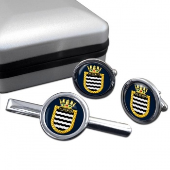 HMS Acheron (Royal Navy) Round Cufflink and Tie Clip Set