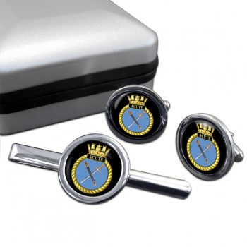 HMS Acute (Royal Navy) Round Cufflink and Tie Clip Set