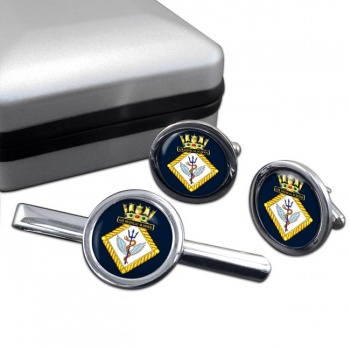 Air Medical School Royal Navy Round Cufflink and Tie Clip Set