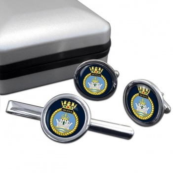 HMS Ark Royal (Royal Navy) Round Cufflink and Tie Clip Set