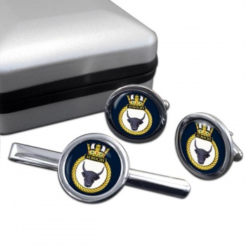 HMS Aurochs (Royal Navy) Round Cufflink and Tie Clip Set