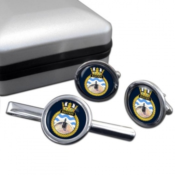 HMS Bastion (Royal Navy) Round Cufflink and Tie Clip Set