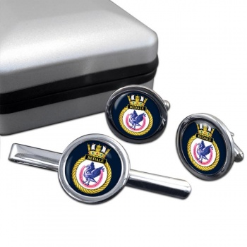 HMS Bedale (Royal Navy) Round Cufflink and Tie Clip Set